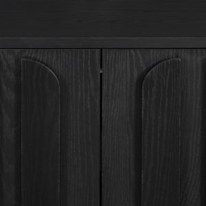 English Elm Vibe Haus Farmhouse Media Console with Soft Close Doors and Adjustable Shelves Black N893P500711B
