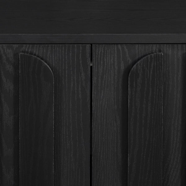 English Elm Vibe Haus Farmhouse Media Console with Soft Close Doors and Adjustable Shelves Black N893P500711B