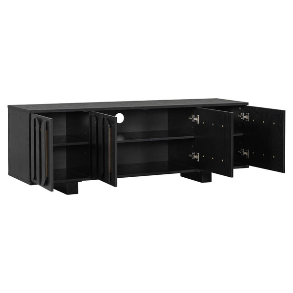 English Elm Vibe Haus Farmhouse Media Console with Soft Close Doors and Adjustable Shelves Black N893P500711B