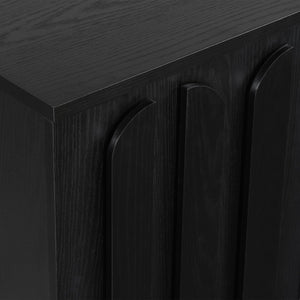 English Elm Vibe Haus Farmhouse Media Console with Soft Close Doors and Adjustable Shelves Black N893P500711B
