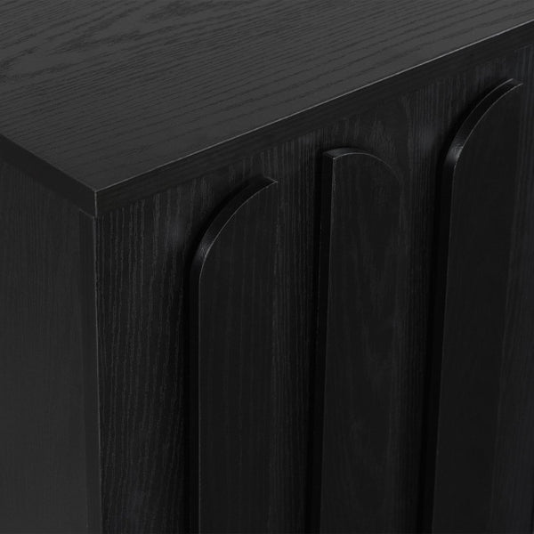 English Elm Vibe Haus Farmhouse Media Console with Soft Close Doors and Adjustable Shelves Black N893P500711B