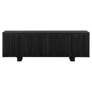 English Elm Vibe Haus Farmhouse Media Console with Soft Close Doors and Adjustable Shelves Black N893P500711B