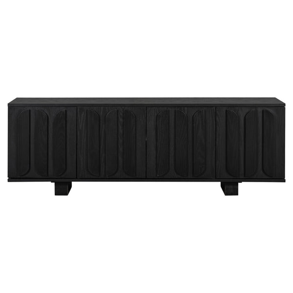 English Elm Vibe Haus Farmhouse Media Console with Soft Close Doors and Adjustable Shelves Black N893P500711B