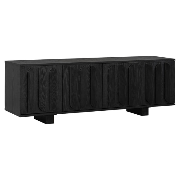 English Elm Vibe Haus Farmhouse Media Console with Soft Close Doors and Adjustable Shelves Black N893P500711B