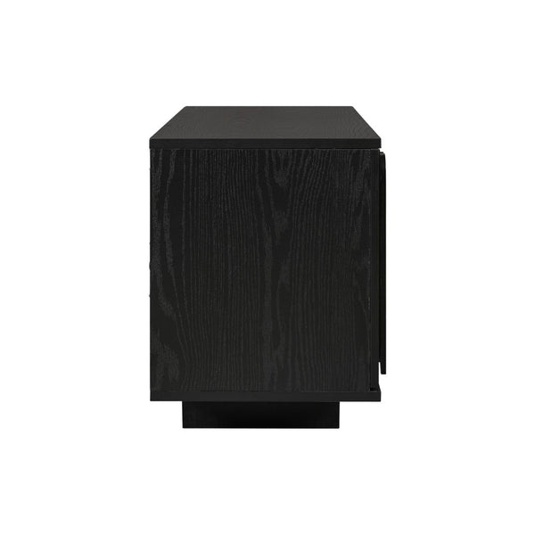 English Elm Vibe Haus Farmhouse Media Console with Soft Close Doors and Adjustable Shelves Black N893P500711B