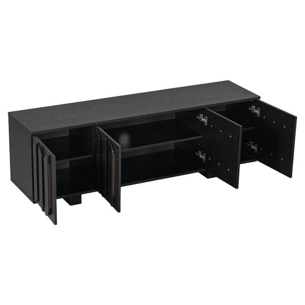 English Elm Vibe Haus Farmhouse Media Console with Soft Close Doors and Adjustable Shelves Black N893P500711B