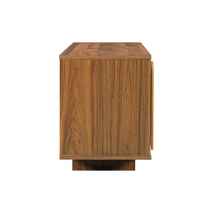 English Elm Vibe Haus Farmhouse Media Console with Soft Close Doors and Adjustable Shelves Brown N893P500711D