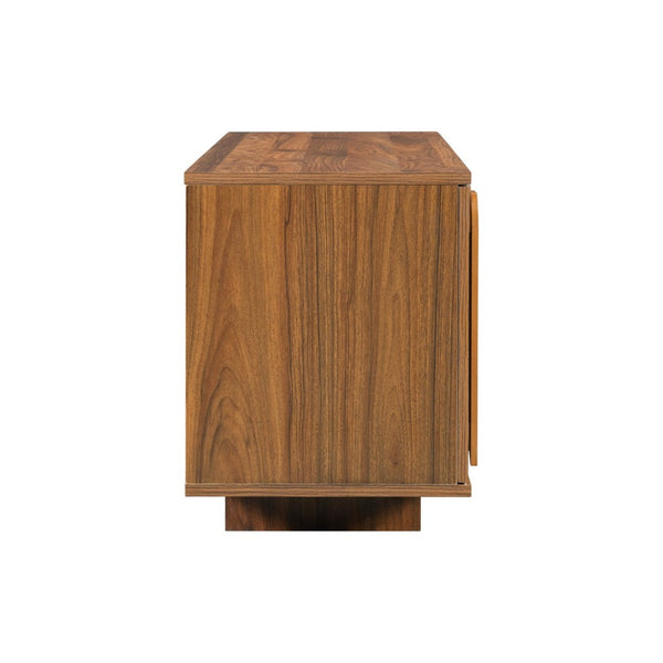 English Elm Vibe Haus Farmhouse Media Console with Soft Close Doors and Adjustable Shelves Brown N893P500711D