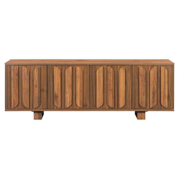 English Elm Vibe Haus Farmhouse Media Console with Soft Close Doors and Adjustable Shelves Brown N893P500711D