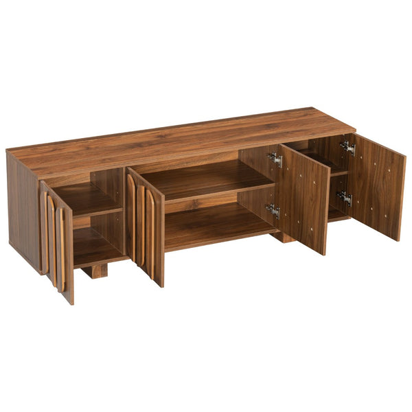 English Elm Vibe Haus Farmhouse Media Console with Soft Close Doors and Adjustable Shelves Brown N893P500711D