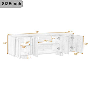 English Elm Vibe Haus Farmhouse Media Console with Soft Close Doors and Adjustable Shelves Brown N893P500711D