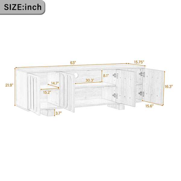 English Elm Vibe Haus Farmhouse Media Console with Soft Close Doors and Adjustable Shelves Brown N893P500711D
