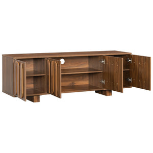 English Elm Vibe Haus Farmhouse Media Console with Soft Close Doors and Adjustable Shelves Brown N893P500711D