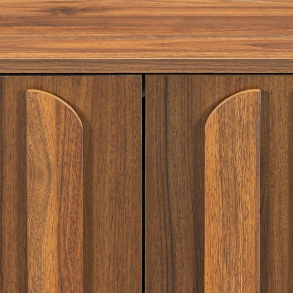 English Elm Vibe Haus Farmhouse Media Console with Soft Close Doors and Adjustable Shelves Brown N893P500711D