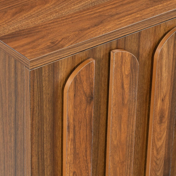 English Elm Vibe Haus Farmhouse Media Console with Soft Close Doors and Adjustable Shelves Brown N893P500711D