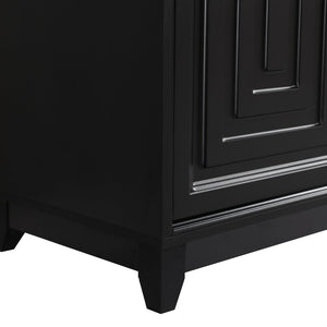 English Elm Vibe Haus Media Console with Geometric Doors Solid Pine Legs Fits Tvs up to 65 In Black N893S000014B