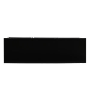 English Elm Vibe Haus Media Console with Geometric Doors Solid Pine Legs Fits Tvs up to 65 In Black N893S000014B