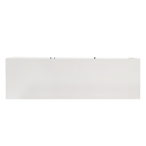 English Elm Vibe Haus Media Console with Geometric Doors Solid Pine Legs Fits Tvs up to 65 In White N893S000014K