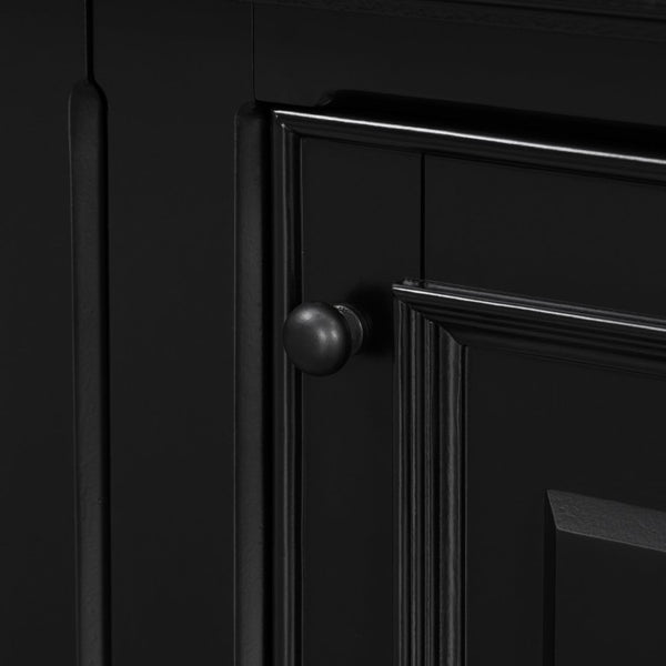 English Elm Vibe Haus Tall Farmhouse Entertainment Center with Hutch Open Shelving for Living Room Black N893S000025B