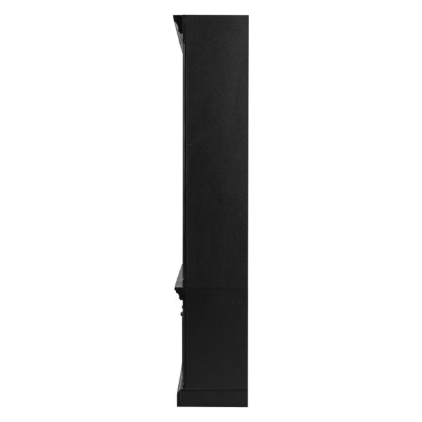 English Elm Vibe Haus Tall Farmhouse Entertainment Center with Hutch Open Shelving for Living Room Black N893S000025B