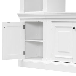 English Elm Vibe Haus Tall Farmhouse Entertainment Center with Hutch Open Shelving for Living Room White N893S000025K
