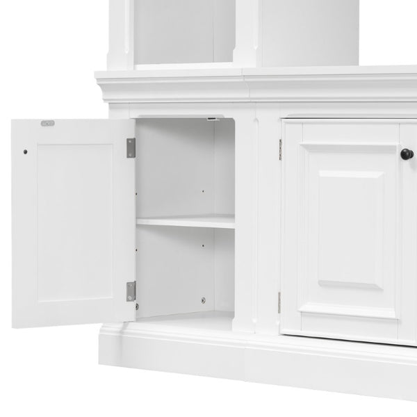 English Elm Vibe Haus Tall Farmhouse Entertainment Center with Hutch Open Shelving for Living Room White N893S000025K