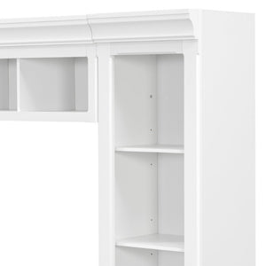 English Elm Vibe Haus Tall Farmhouse Entertainment Center with Hutch Open Shelving for Living Room White N893S000025K