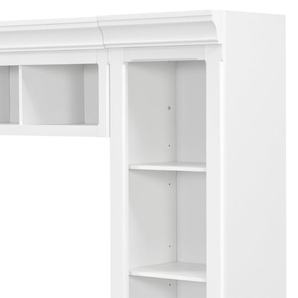 English Elm Vibe Haus Tall Farmhouse Entertainment Center with Hutch Open Shelving for Living Room White N893S000025K