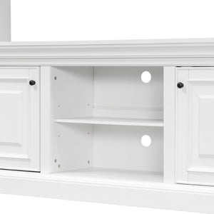 English Elm Vibe Haus Tall Farmhouse Entertainment Center with Hutch Open Shelving for Living Room White N893S000025K