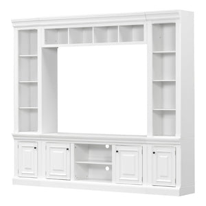 English Elm Vibe Haus Tall Farmhouse Entertainment Center with Hutch Open Shelving for Living Room White N893S000025K
