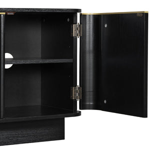 English Elm Vibe Haus Fluted Wood Living Room Set with Gold Hardware Storage Coffee Table Black N893S000026B