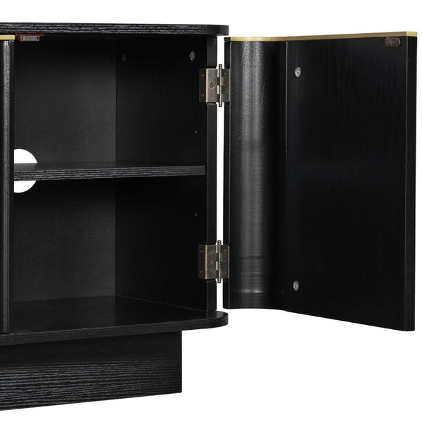 English Elm Vibe Haus Fluted Wood Living Room Set with Gold Hardware Storage Coffee Table Black N893S000026B