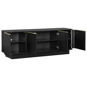 English Elm Vibe Haus Fluted Wood Living Room Set with Gold Hardware Storage Coffee Table Black N893S000026B