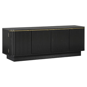 English Elm Vibe Haus Fluted Wood Living Room Set with Gold Hardware Storage Coffee Table Black N893S000026B