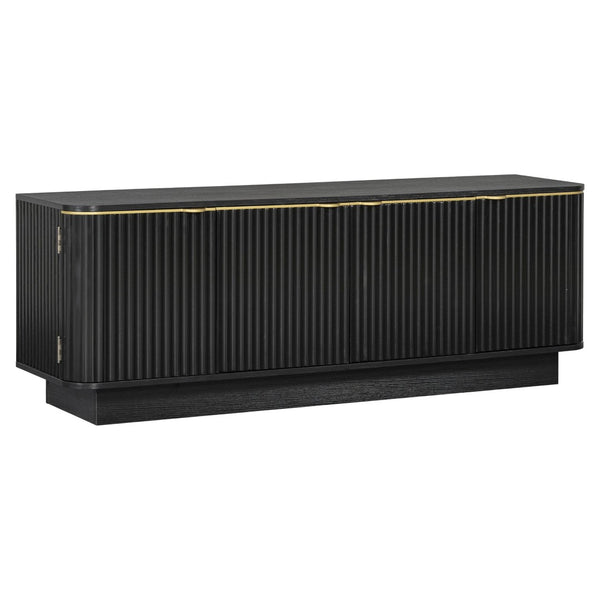 English Elm Vibe Haus Fluted Wood Living Room Set with Gold Hardware Storage Coffee Table Black N893S000026B