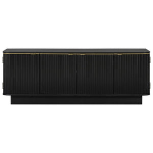 English Elm Vibe Haus Fluted Wood Living Room Set with Gold Hardware Storage Coffee Table Black N893S000026B