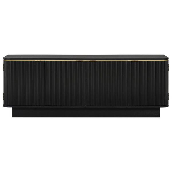 English Elm Vibe Haus Fluted Wood Living Room Set with Gold Hardware Storage Coffee Table Black N893S000026B
