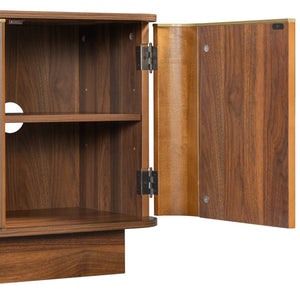 English Elm Vibe Haus Fluted Wood Living Room Set with Gold Hardware Storage Coffee Table Brown N893S000026D