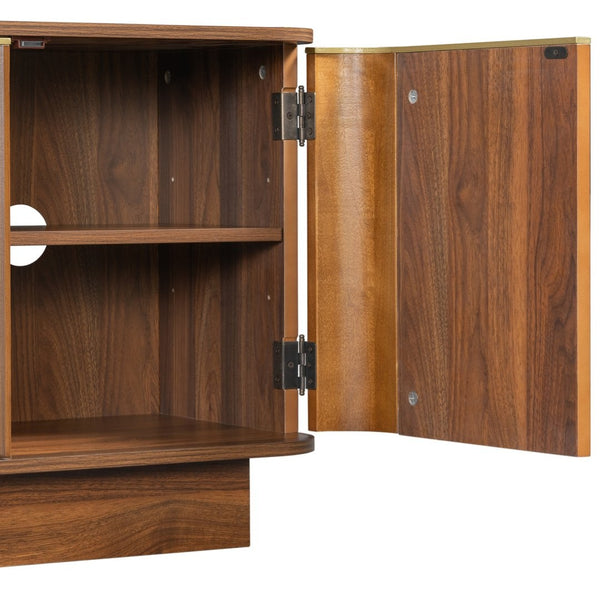 English Elm Vibe Haus Fluted Wood Living Room Set with Gold Hardware Storage Coffee Table Brown N893S000026D