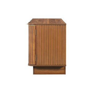 English Elm Vibe Haus Fluted Wood Living Room Set with Gold Hardware Storage Coffee Table Brown N893S000026D