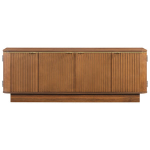 English Elm Vibe Haus Fluted Wood Living Room Set with Gold Hardware Storage Coffee Table Brown N893S000026D