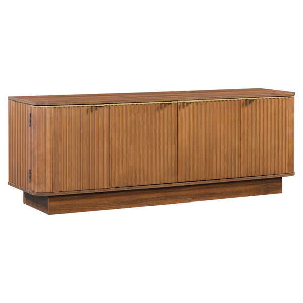 English Elm Vibe Haus Fluted Wood Living Room Set with Gold Hardware Storage Coffee Table Brown N893S000026D