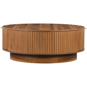 English Elm Vibe Haus Fluted Wood Living Room Set with Gold Hardware Storage Coffee Table Brown N893S000026D