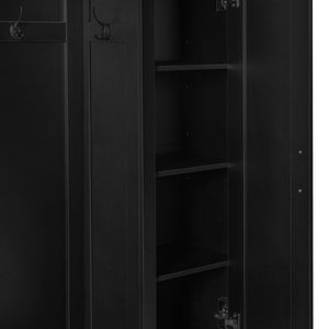 English Elm Vibe Haus Farmhouse Hall Tree with Bench Cubbies Drawers and Coat Hooks Entryway N893S000029B