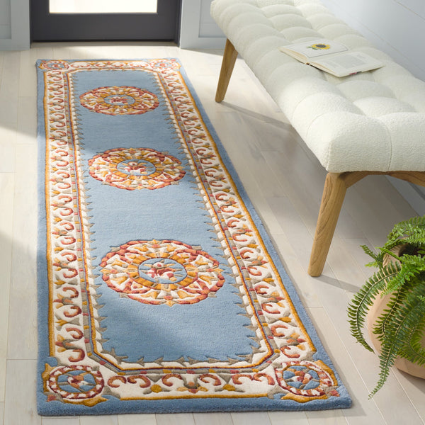 Safavieh Naples Hand-tufted Area Rug - Timeless Light Blue And Ivory Medallion Design For Elegant Spaces Light Blue ,Ivory 80% Wool 10% Cotton Na901j-3