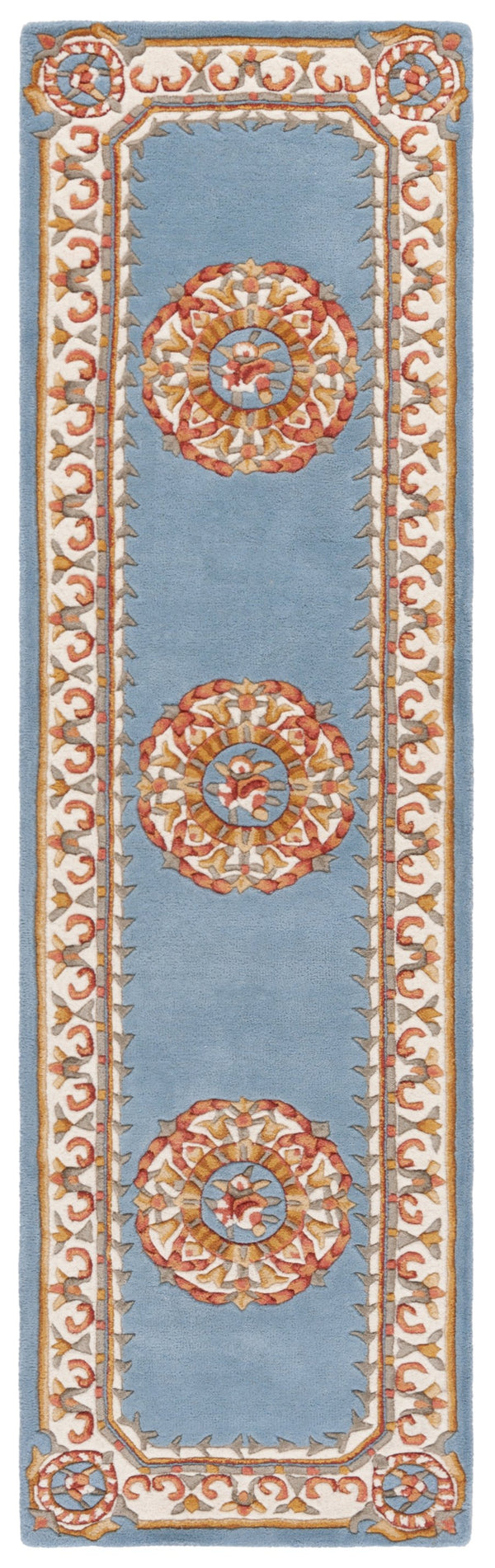 Safavieh Naples Hand-tufted Area Rug - Timeless Light Blue And Ivory Medallion Design For Elegant Spaces Light Blue ,Ivory 80% Wool 10% Cotton Na901j-3