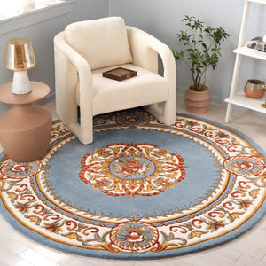 Safavieh Naples Hand-tufted Area Rug - Timeless Light Blue And Ivory Medallion Design For Elegant Spaces Light Blue ,Ivory 80% Wool 10% Cotton Na901j-3