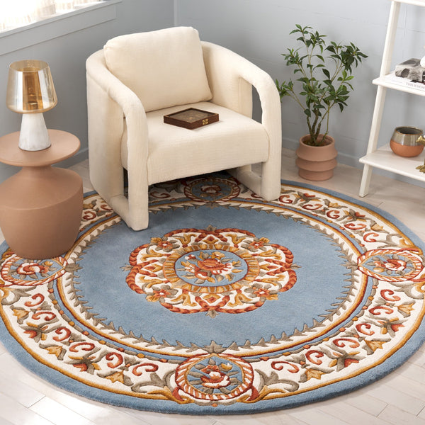 Safavieh Naples Hand-tufted Area Rug - Timeless Light Blue And Ivory Medallion Design For Elegant Spaces Light Blue ,Ivory 80% Wool 10% Cotton Na901j-3
