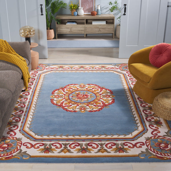 Safavieh Naples Hand-tufted Area Rug - Timeless Light Blue And Ivory Medallion Design For Elegant Spaces Light Blue ,Ivory 80% Wool 10% Cotton Na901j-3