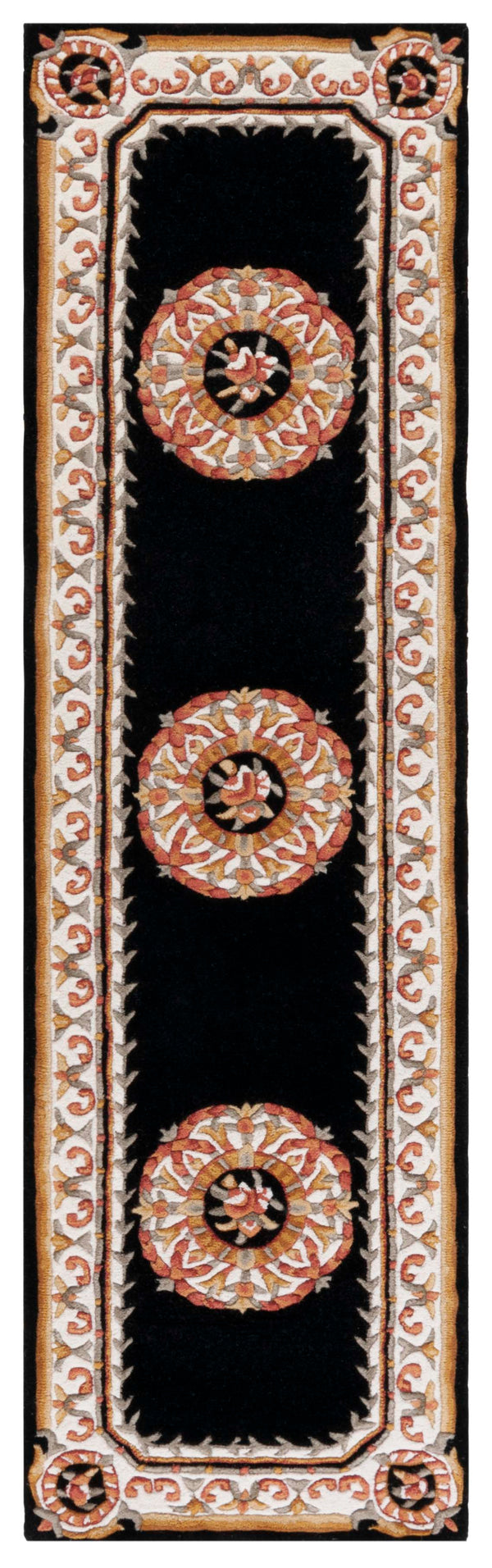 Safavieh Naples Hand-tufted Area Rug - Timeless Light Blue And Ivory Medallion Design For Elegant Spaces Black ,Ivory 80% Wool 10% Cotton Na901z-4